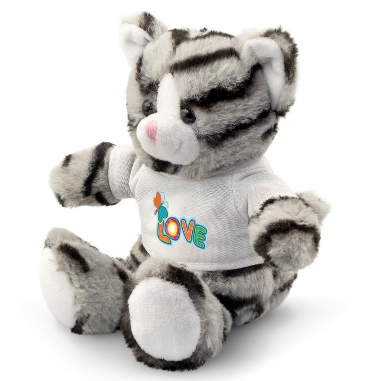 Teddy cat with a white T-shirt for printing